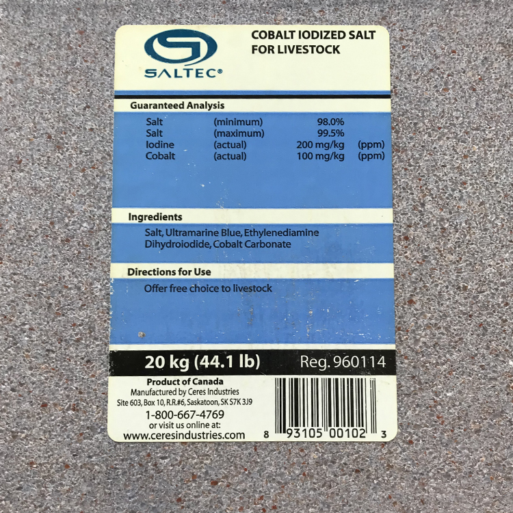 Cobalt Iodized Salt for Livestock (20kg Block) Unger Feeds